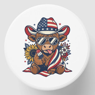 Patriotic Highland Cow Vintage Engraving Shirt Des Mini Candle Favors