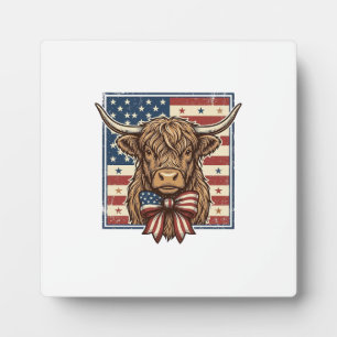 Patriotic Highland Cow Vintage Engraving Shirt Des Plaque