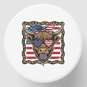 Patriotic Highland Cow Vintage Flag Graphic_1 Mini Candle Favors