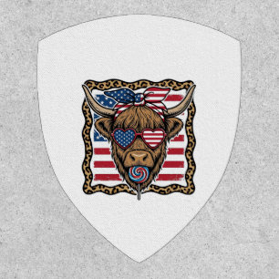 Patriotic Highland Cow Vintage Flag Graphic_1 Patch