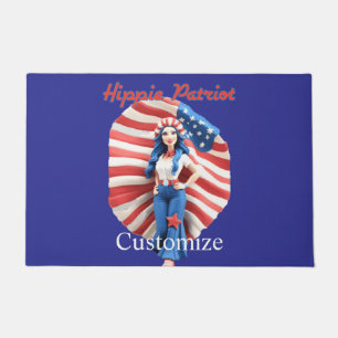 Patriotic Hippie Girl Thunder_Cove Doormat