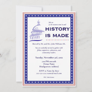 Patriotic "History Is Made" Election Watch Party Invitation