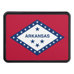 Patriotic hitch cover with Flag of Arkansas
