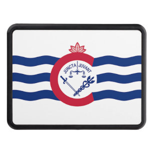 Patriotic hitch cover with Flag of Cincinnati