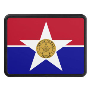 Patriotic hitch cover with Flag of Dallas