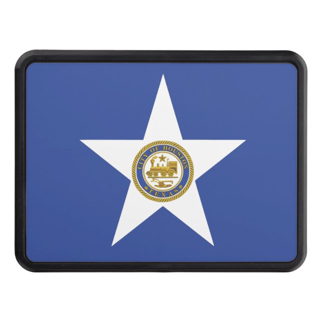 Patriotic hitch cover with Flag of Houston (Front)