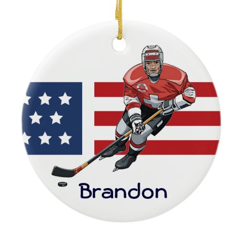 Patriotic Hockey Design Ornament