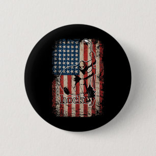 Patriotic Hockey Flag Usa American For Hockey Play Button