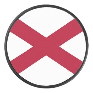 Patriotic hockey puck with flag of Alabama, USA