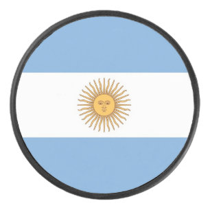 Patriotic hockey puck with flag of Argentina
