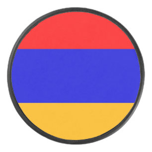 Patriotic hockey puck with flag of Armenia