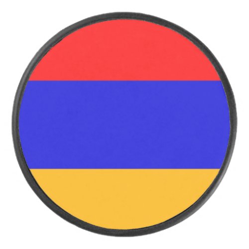 Patriotic hockey puck with flag of Armenia