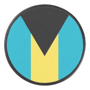 Patriotic hockey puck with flag of Bahamas