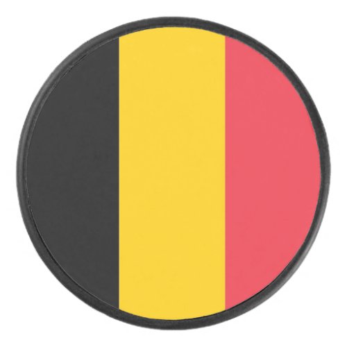 Patriotic hockey puck with flag of Belgium