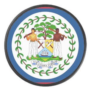 Patriotic hockey puck with flag of Belize