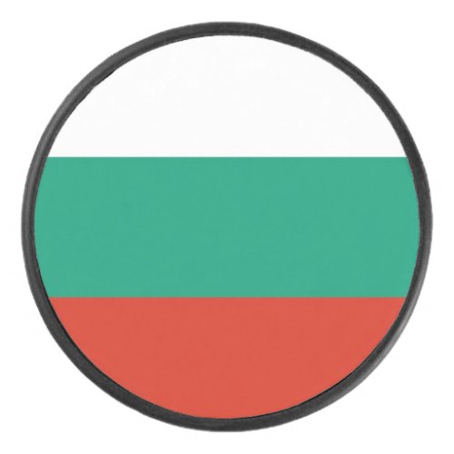 Patriotic hockey puck with flag of Bulgaria