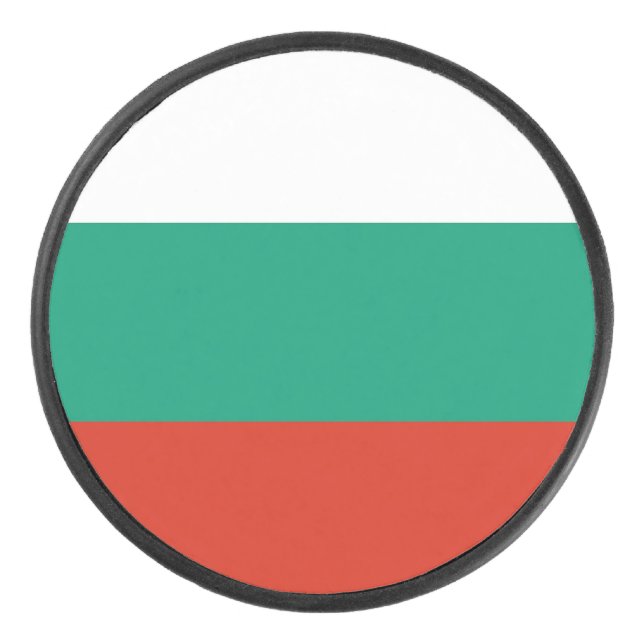 Patriotic hockey puck with flag of Bulgaria (Front)