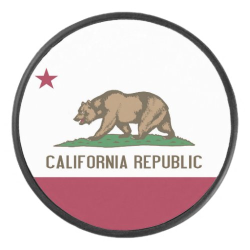 Patriotic hockey puck with flag of California