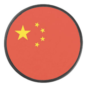 Patriotic hockey puck with flag of China