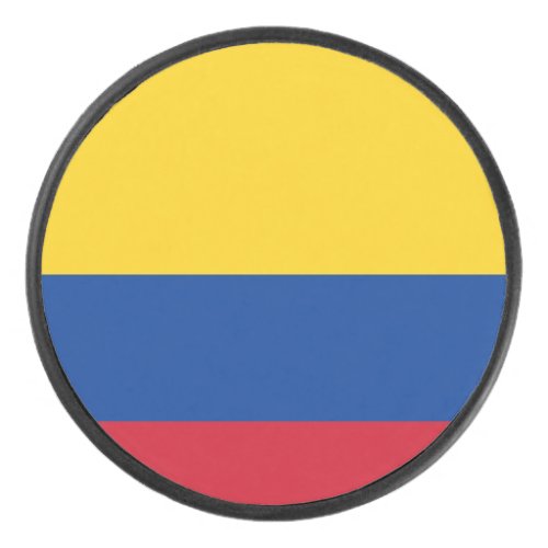 Patriotic hockey puck with flag of Colombia