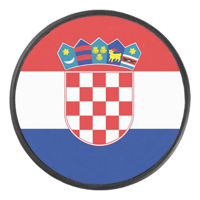Patriotic hockey puck with flag of Croatia (Front)
