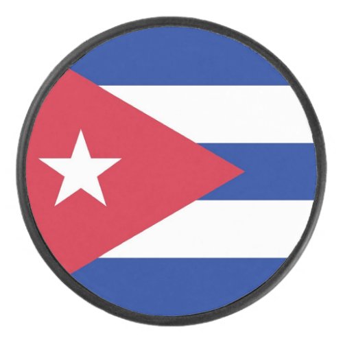 Patriotic hockey puck with flag of Cuba