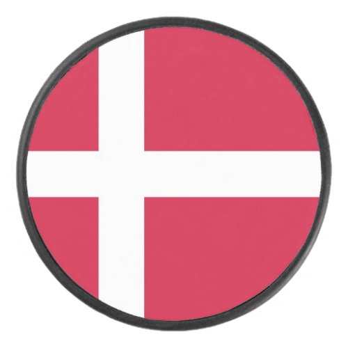 Patriotic hockey puck with flag of Denmark