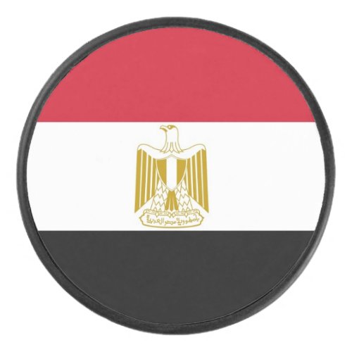 Patriotic hockey puck with flag of Egypt