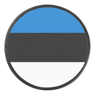 Patriotic hockey puck with flag of Estonia