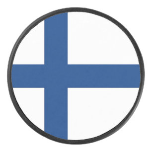 Patriotic hockey puck with flag of Finland
