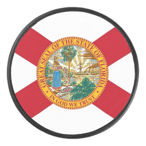 Patriotic hockey puck with flag of Florida