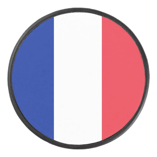 Patriotic hockey puck with flag of France (Front)