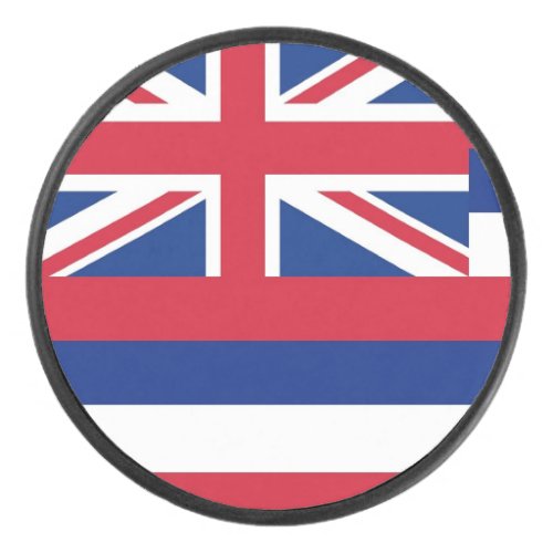 Patriotic hockey puck with flag of Hawaii