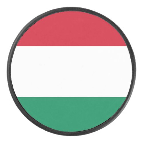 Patriotic hockey puck with flag of Hungary