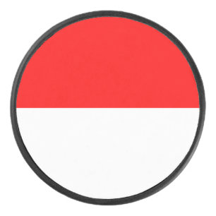 Patriotic hockey puck with flag of Indonesia