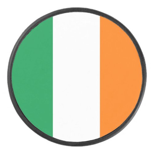 Patriotic hockey puck with flag of Ireland