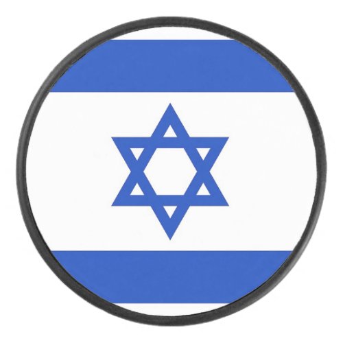 Patriotic hockey puck with flag of Israel