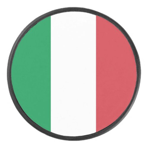 Patriotic hockey puck with flag of Italy