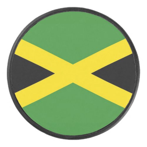 Patriotic hockey puck with flag of Jamaica