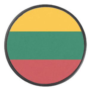 Patriotic hockey puck with flag of Lithuania