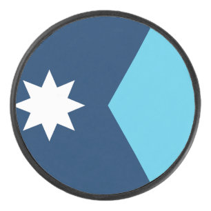 Patriotic hockey puck with flag of Minnesota, USA