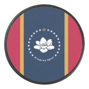 Patriotic hockey puck with flag of Mississippi