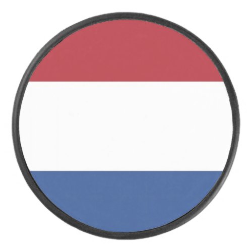 Patriotic hockey puck with Flag of Netherlands