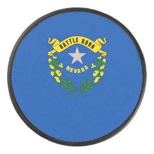 Patriotic hockey puck with flag of Nevada