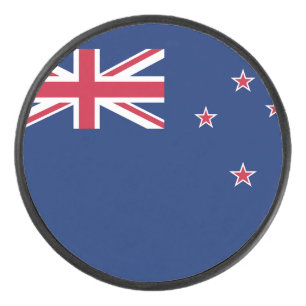 Patriotic hockey puck with flag of New Zealand