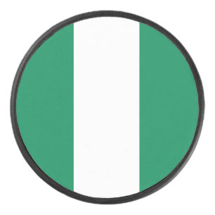 Patriotic hockey puck with flag of Nigeria