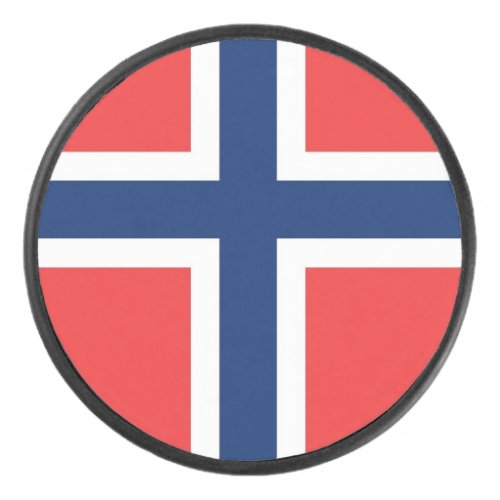 Patriotic hockey puck with Flag of Norway