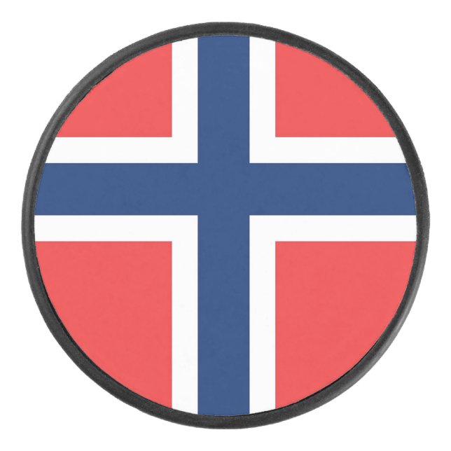 Patriotic hockey puck with Flag of Norway (Front)