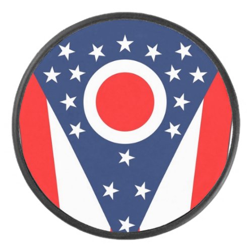 Patriotic hockey puck with flag of Ohio USA