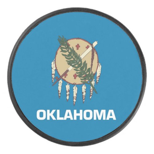 Patriotic hockey puck with flag of Oklahoma State